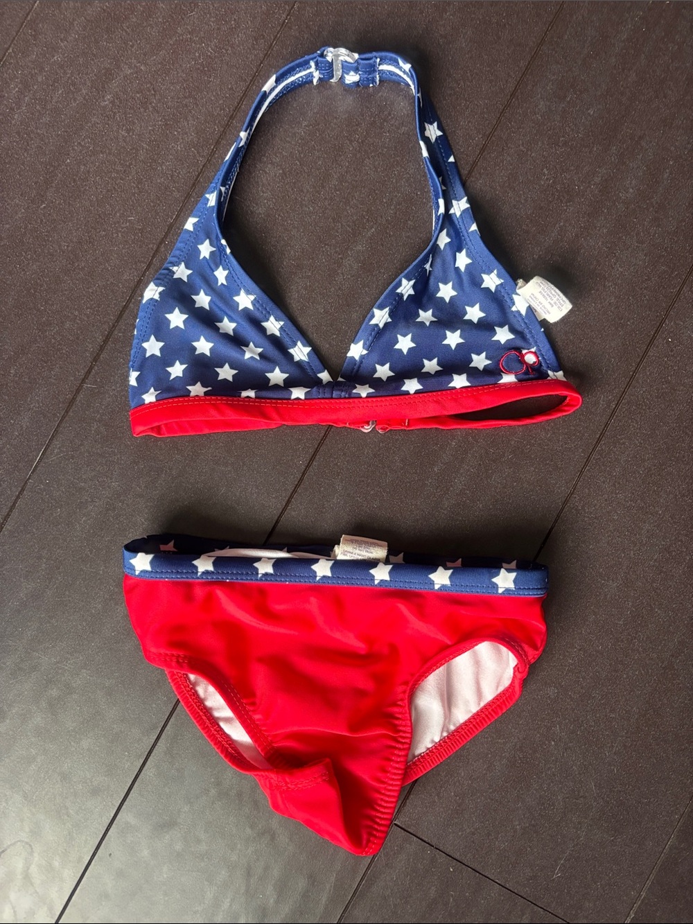 OP Girls Red & Navy Star Halter Bikini Set